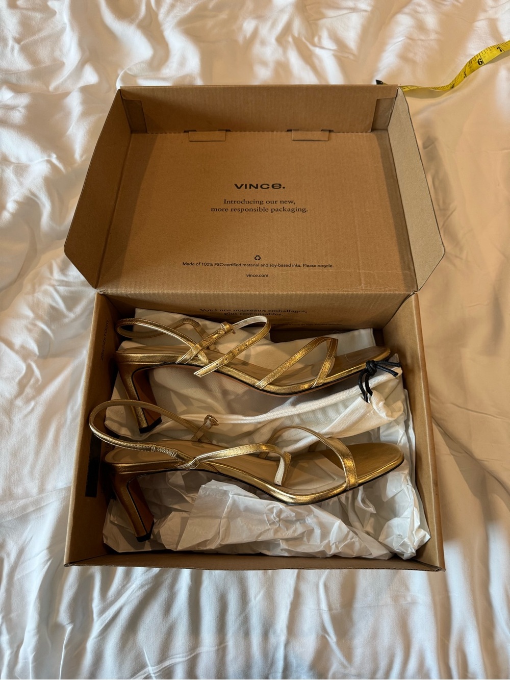 Vince Gold Metallic Strappy Heel Sandals